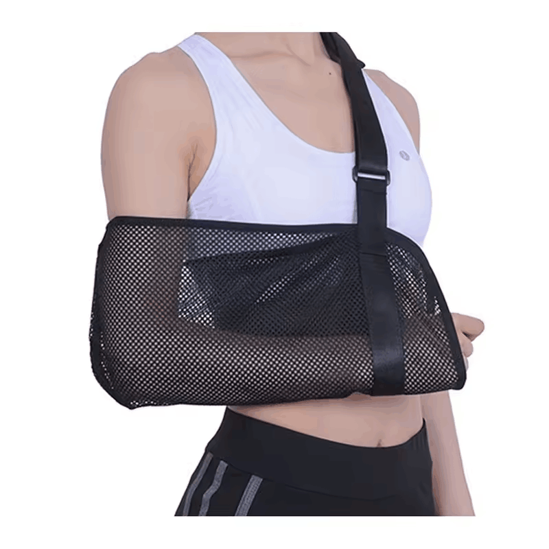 Black Breathable Arm Sling Immobilizer Shoulder Wrist Soft Elbow Brace Forearm Support Strap 